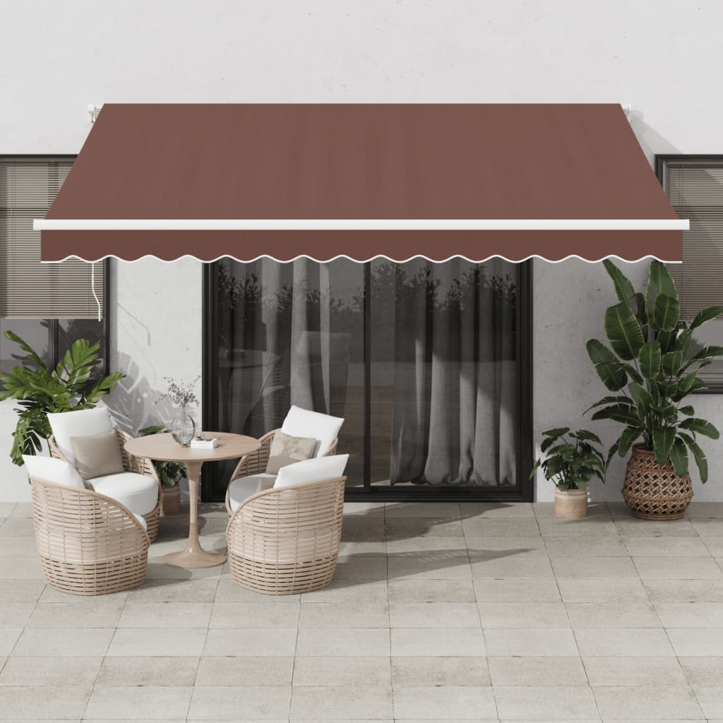 E-shop vidaXL Automaticky zaťahovacia markíza s LED hnedáová 400x350 cm