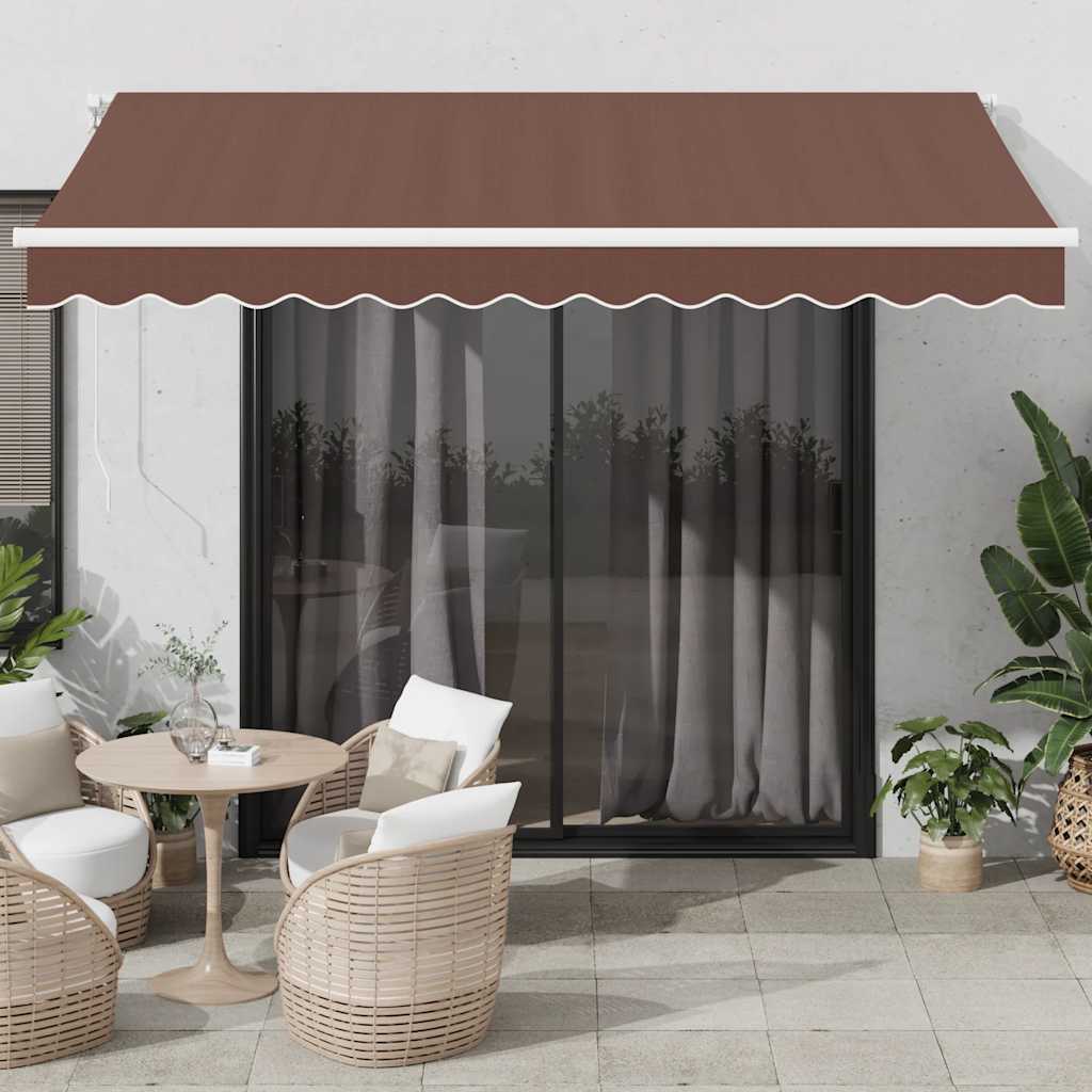 E-shop vidaXL Ručne zaťahovacia markíza s LED hnedá 350x250 cm
