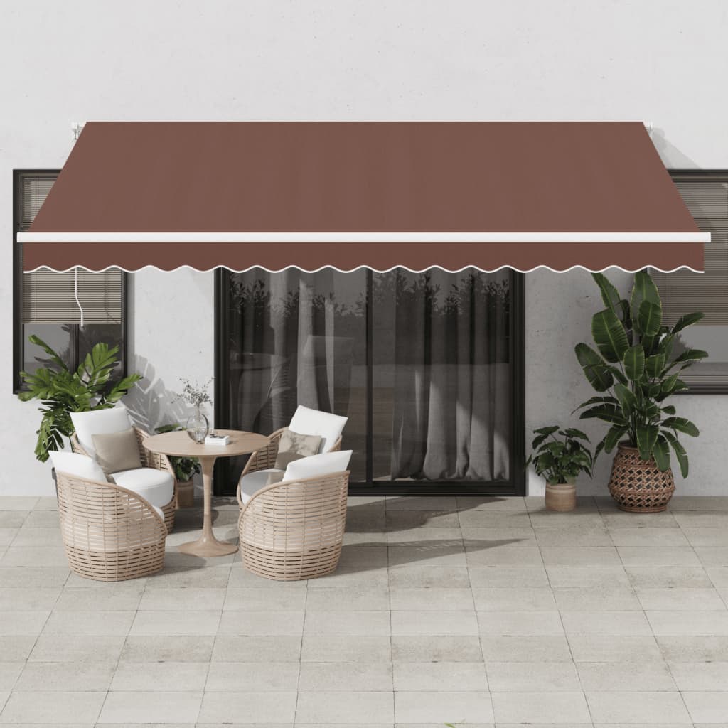 E-shop vidaXL Automaticky zaťahovacia markíza s LED hnedá 450x350 cm