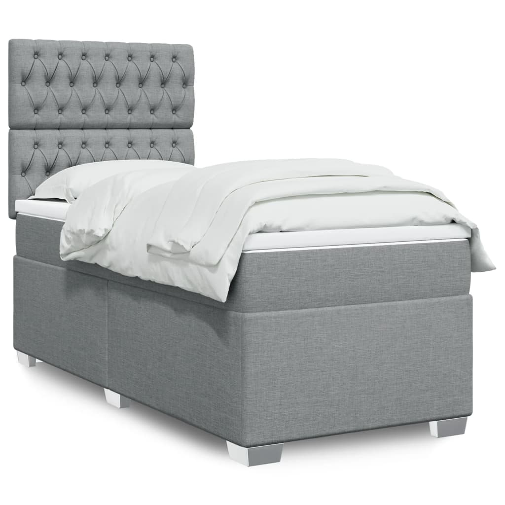 E-shop vidaXL Posteľný rám boxsping s matracom bledosivý 80x200 cm látka