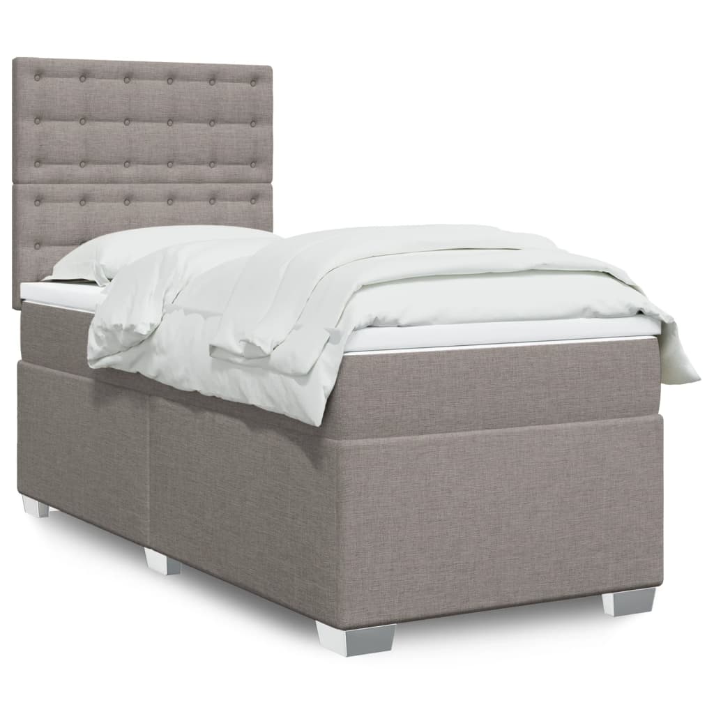 E-shop vidaXL Posteľný rám boxsping s matracom sivohnedý 90x200 cm látka