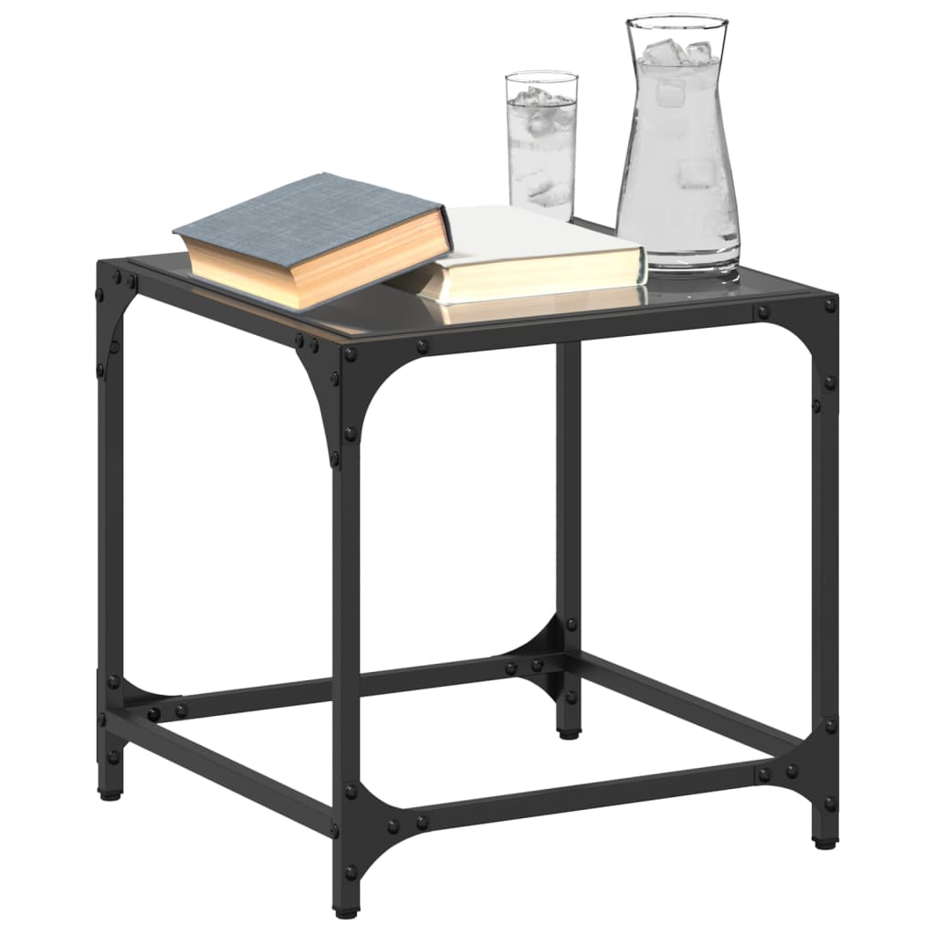 E-shop vidaXL Konferenčné stolíky s čiernou sklen.doskou 2 ks 40x40x40cm oceľ