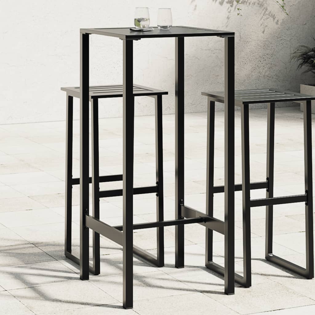 E-shop vidaXL Barový stolík, čierny 50x50x110 cm, oceľ s práškovou úpravou