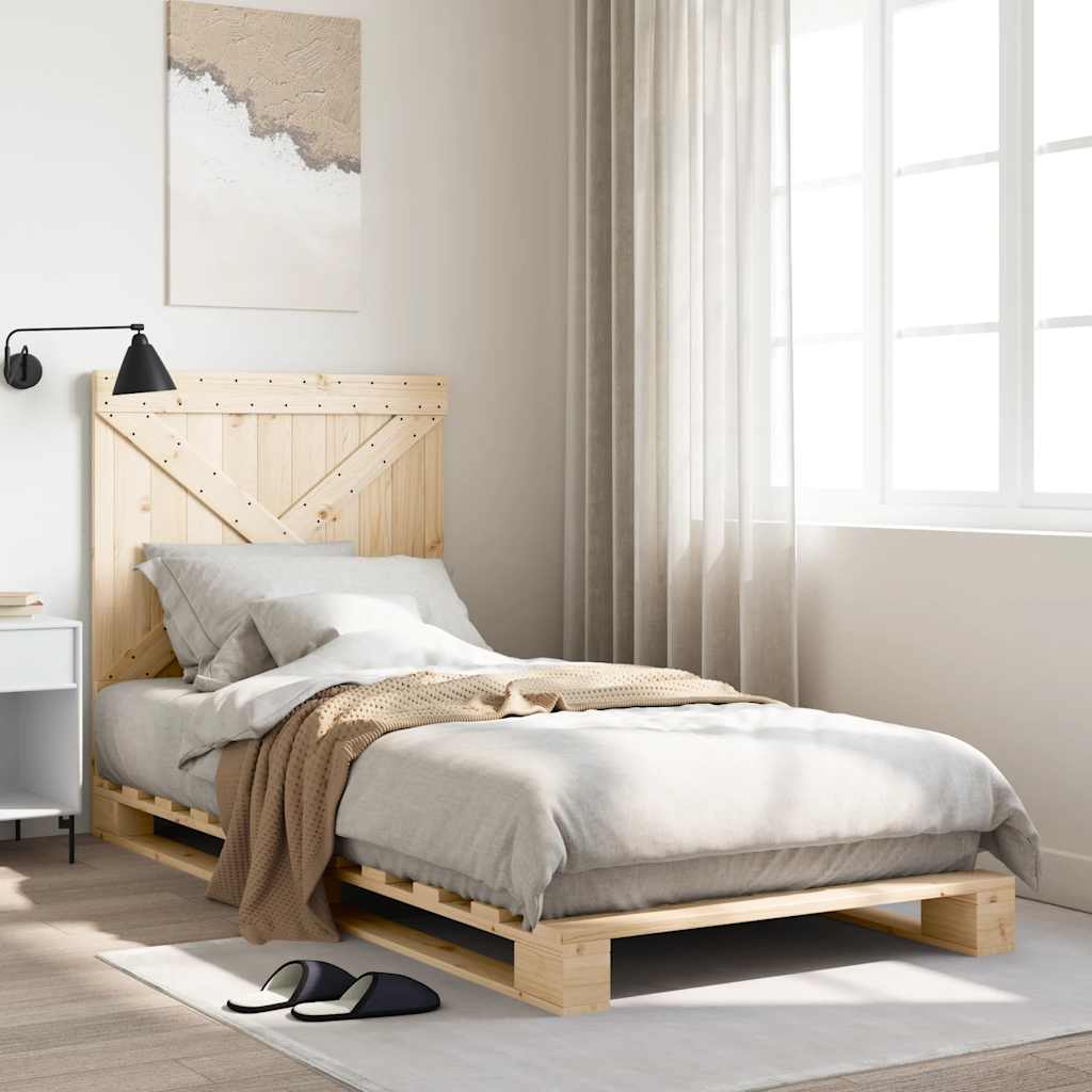 E-shop vidaXL Posteľný rám s čelom 90x200 cm masívna borovica