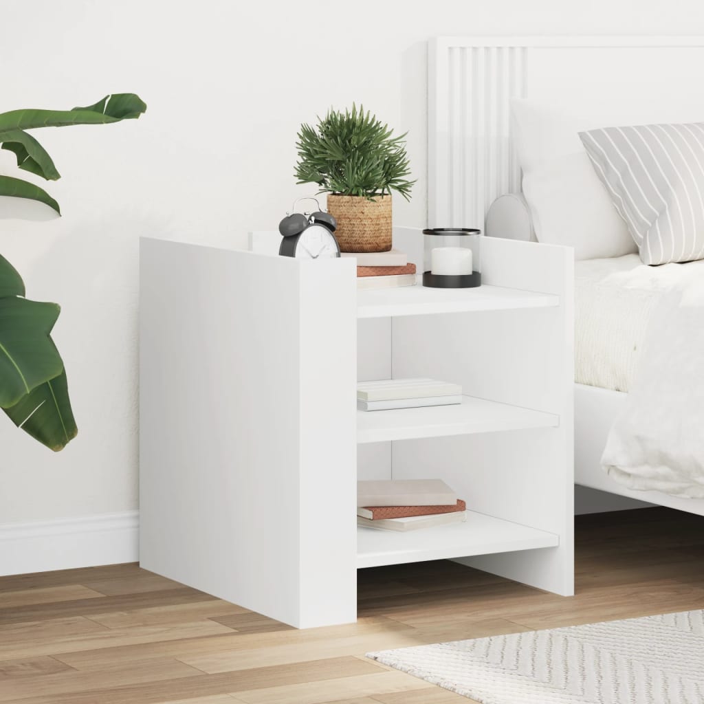 E-shop vidaXL Nočný stolík biely 45x50x50 cm kompozitné drevo