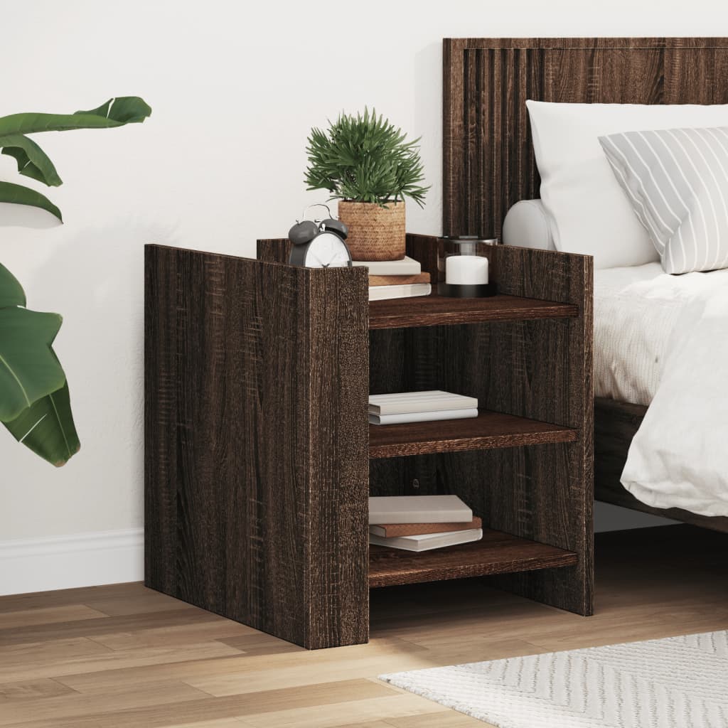 E-shop vidaXL Nočný stolík hnedý dub 45x50x50 cm kompozitné drevo
