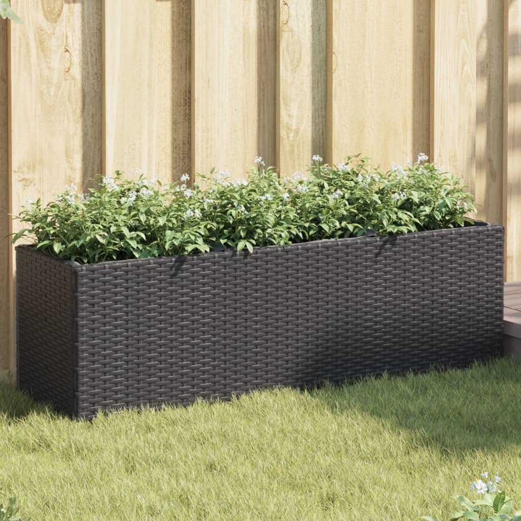 E-shop vidaXL Kvetináč s kolieskami 3 nádoby čierny 105x30x32 cm polyratan