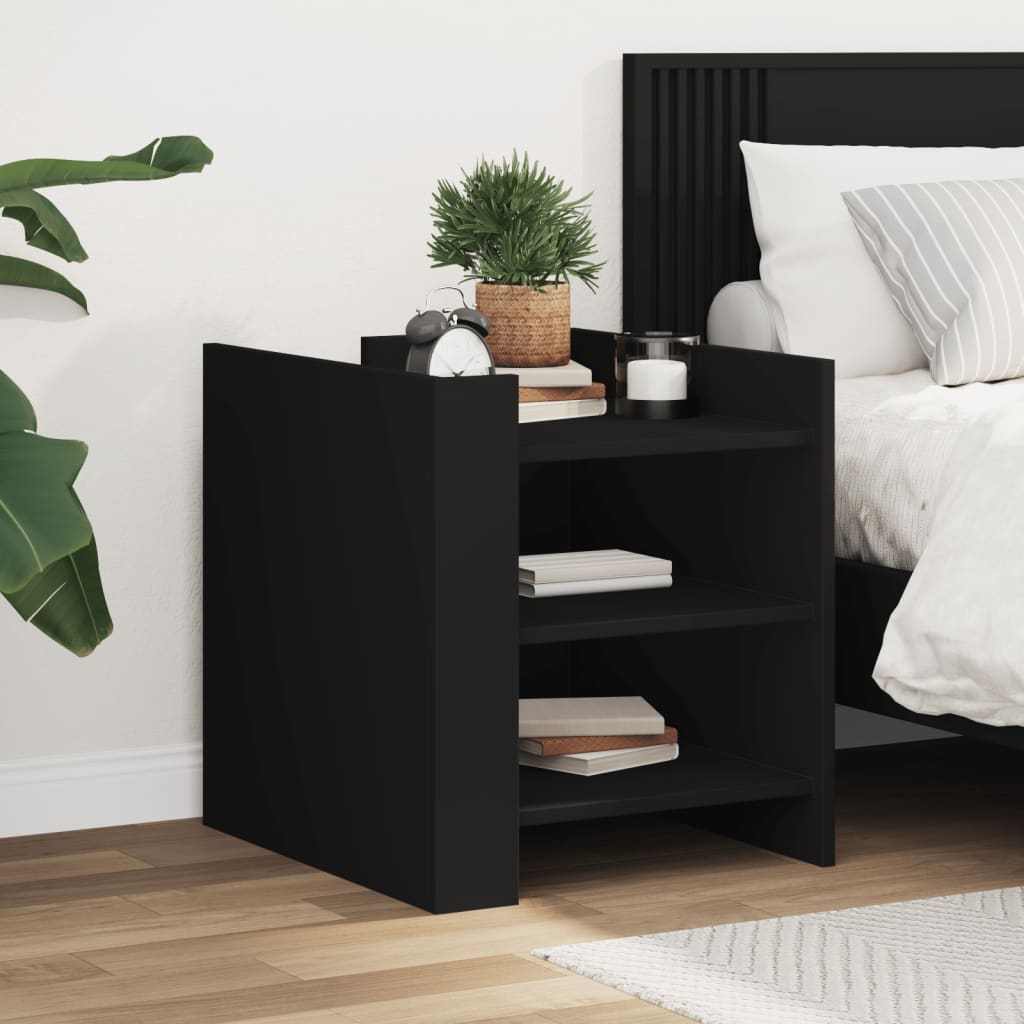 E-shop vidaXL Nočný stolík čierny 45x50x50 cm kompozitné drevo