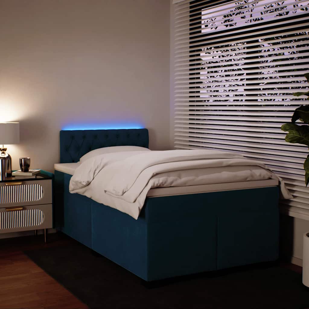 E-shop vidaXL Posteľný rám boxsping s matracom, modrá 120x190 cm, zamat