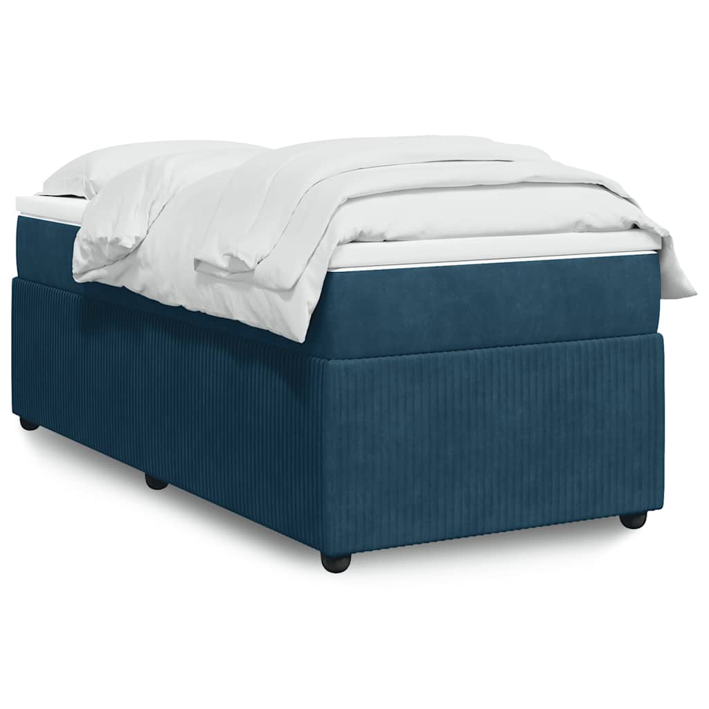 E-shop vidaXL Posteľný rám boxsping s matracom tmavomodrý 90x190 cm zamat