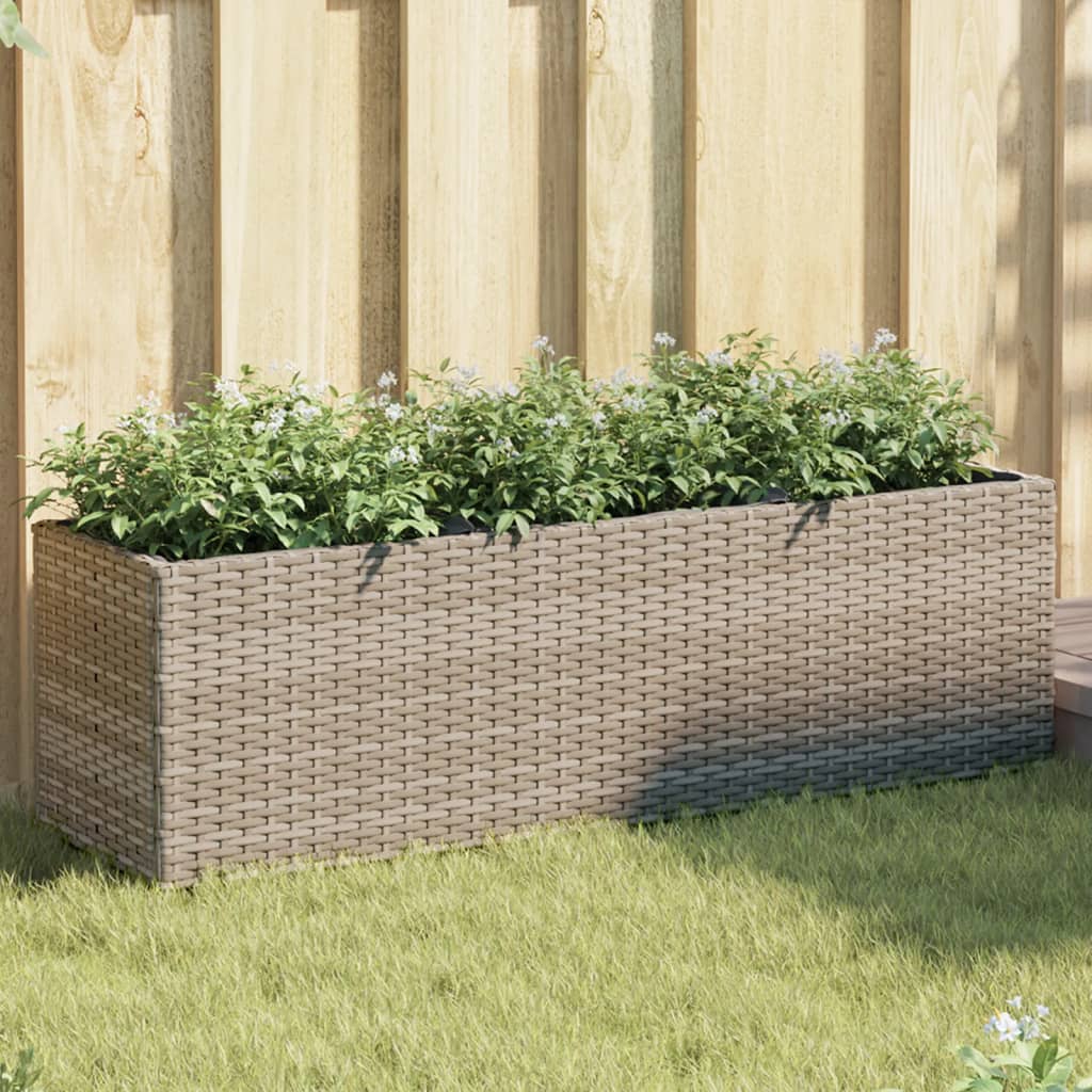 E-shop vidaXL Záhradné kvetináče 3 nádoby 2 ks sivé 105x30x32 cm polyratan