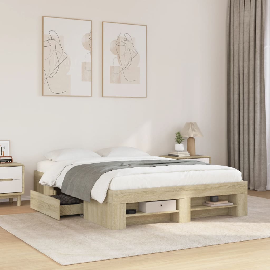 E-shop vidaXL Posteľný rám bez matraca dub sonoma 120x200 cm kompozitné drevo