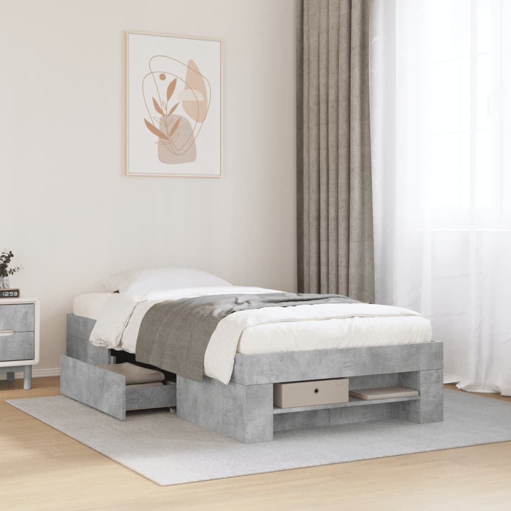 E-shop vidaXL Posteľný rám betónový sivý 75x190 cm kompozitné drevo