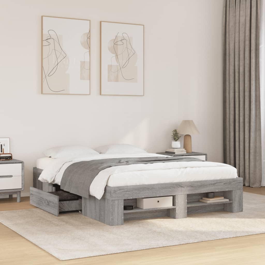 E-shop vidaXL Posteľný rám sivý dub sonoma 120x190 cm borovicový masív