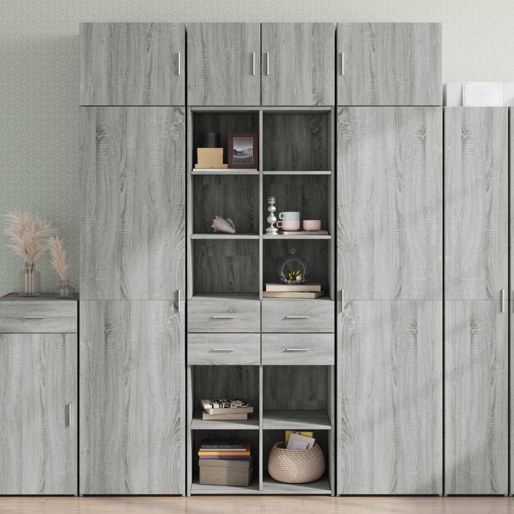 E-shop vidaXL Úložná lavička sivá sonoma 70x42,5x225 cm kompozitné drevo