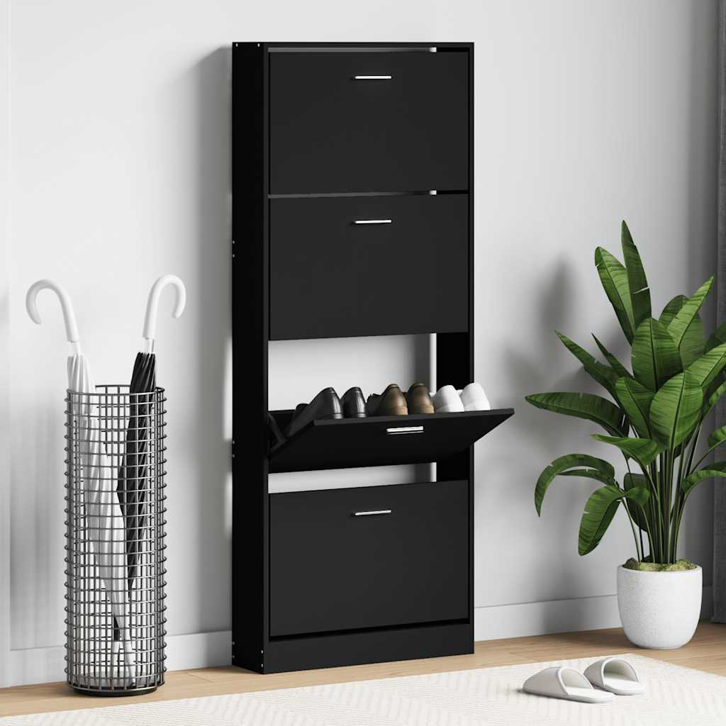 E-shop vidaXL Botník čierny 59x17x150 cm spracované drevo
