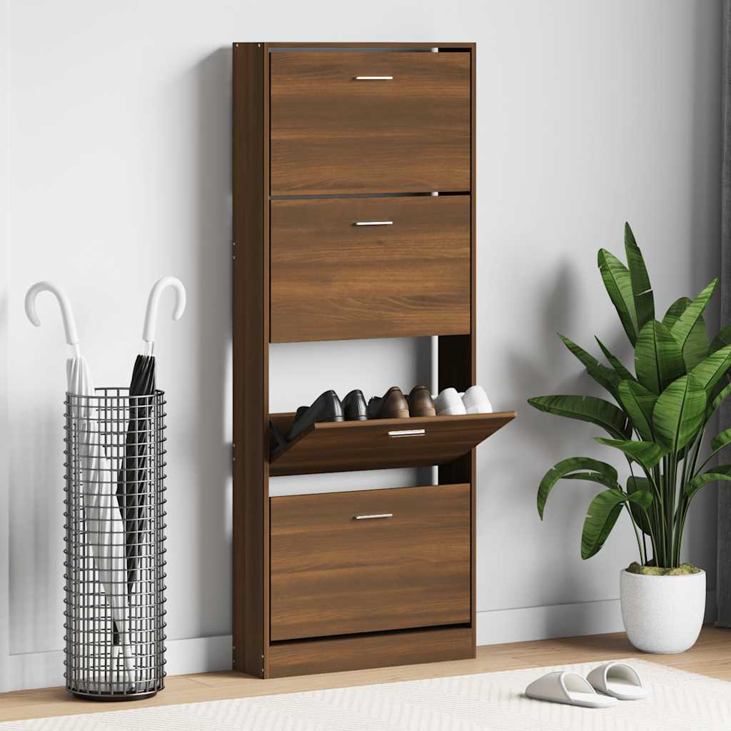 E-shop vidaXL Botník hnedý dub 59x17x150 cm spracované drevo