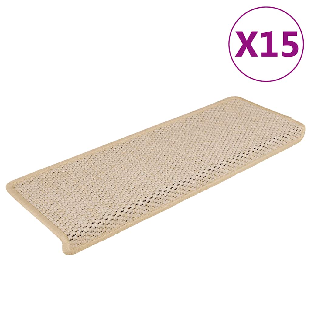 E-shop vidaXL Samolepiace nášľapy na schody sisal 15 ks 65x21x4 cm Berber