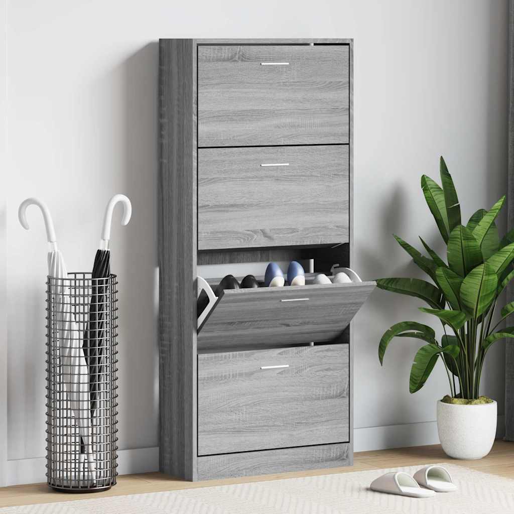 E-shop vidaXL Botník sivý dub sonoma 63x24x147 cm spracované drevo