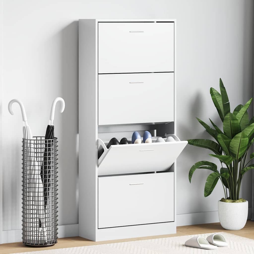 E-shop vidaXL Botník biely 63x24x147 cm spracované drevo