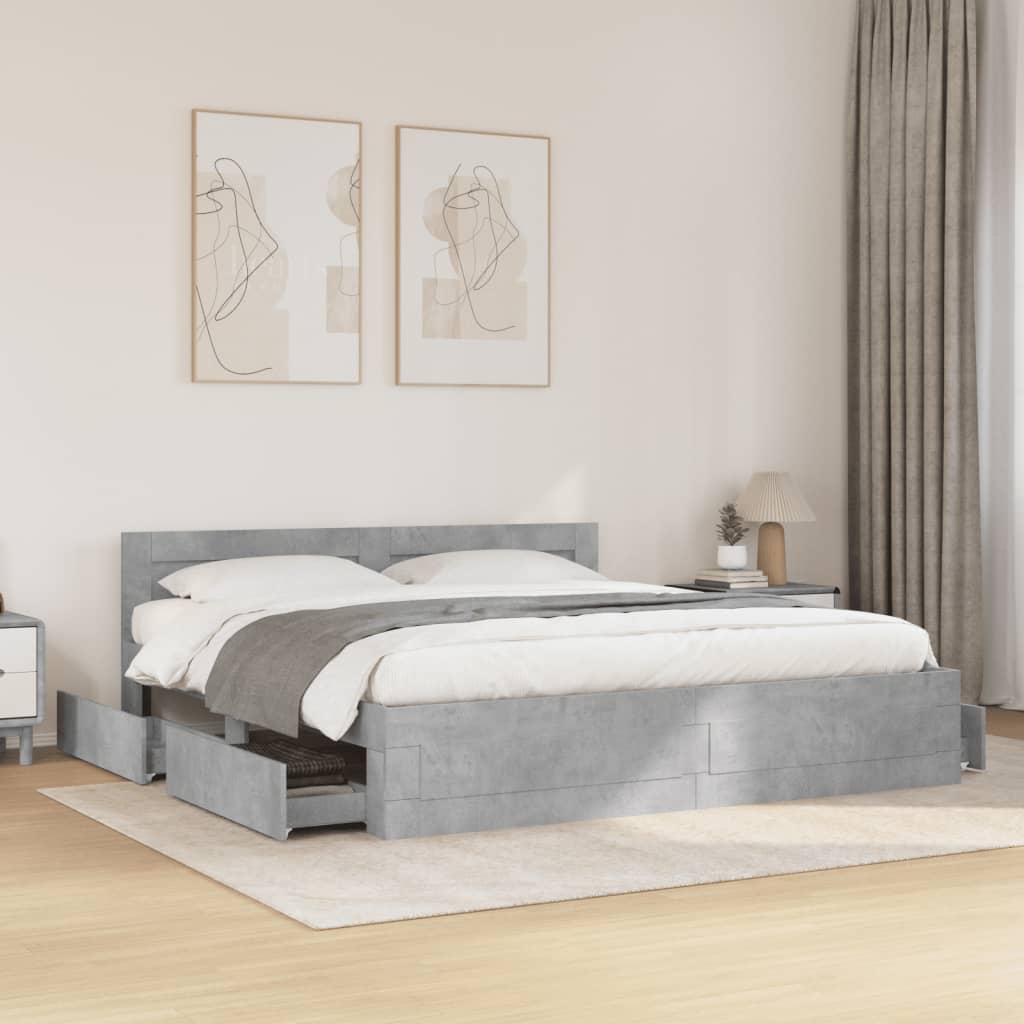 E-shop vidaXL Posteľný rám s čelom betónovo sivý 180x200 cm kompozitné drevo