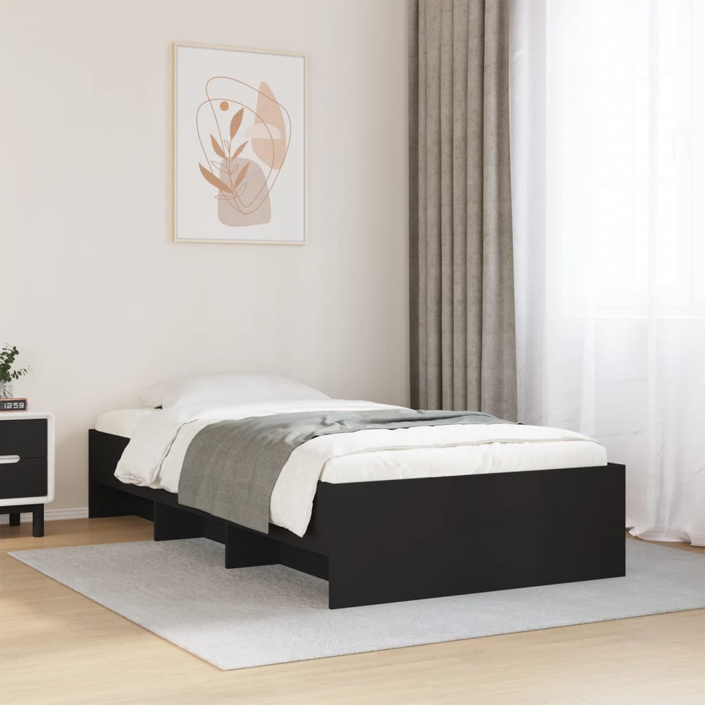 E-shop vidaXL Posteľný rám čierny 100x200 cm borovicový masív