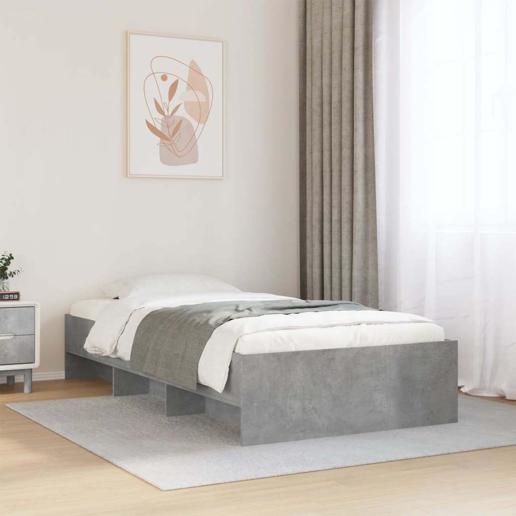 E-shop vidaXL Posteľný rám betónový sivý 90x190 cm borovicový masív