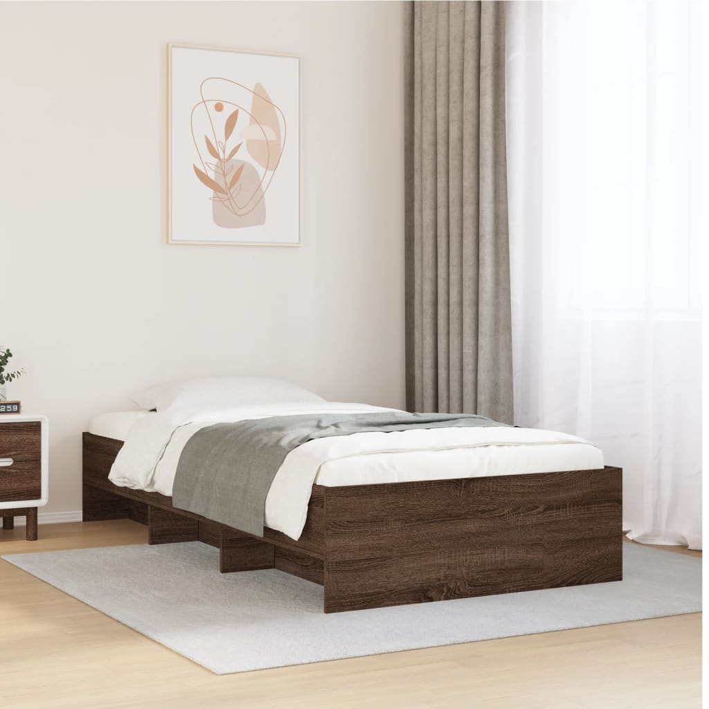 E-shop vidaXL Posteľný rám bez matraca hnedý dub 90x200 cm kompozitné drevo