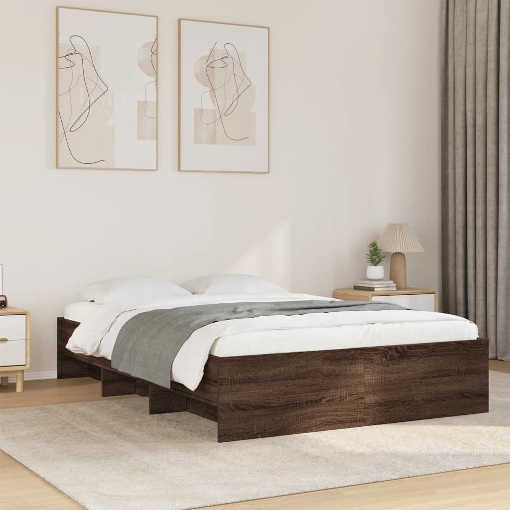 E-shop vidaXL Posteľný rám hnedý dub 135x190 cm kompozitné drevo