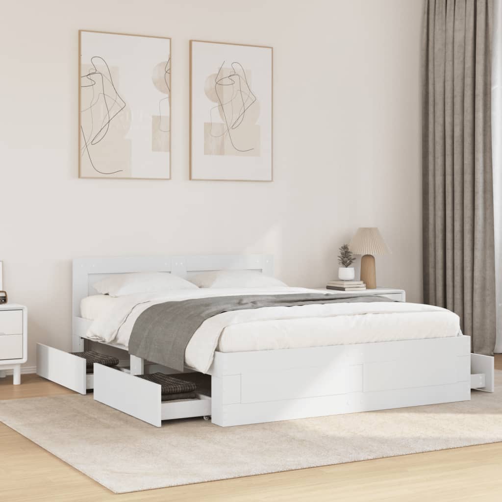E-shop vidaXL Posteľný rám s čelom bez matraca biely 140x190 cm