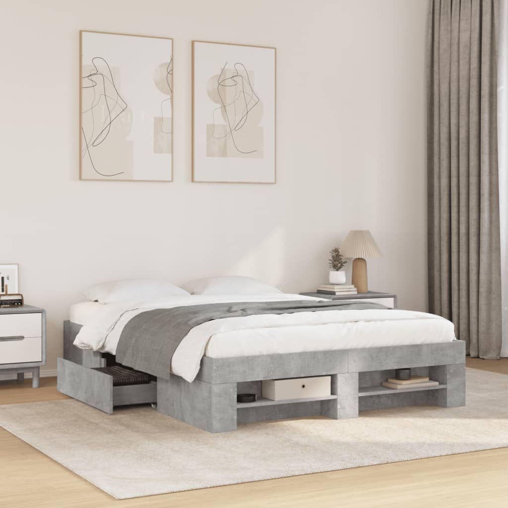 E-shop vidaXL Posteľný rám betónový sivý 140x200 cm kompozitné drevo