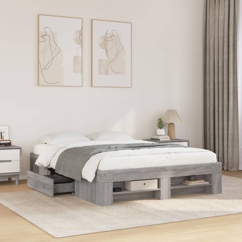 E-shop vidaXL Posteľný rám sivý dub sonoma 140x200 cm kompozitné drevo