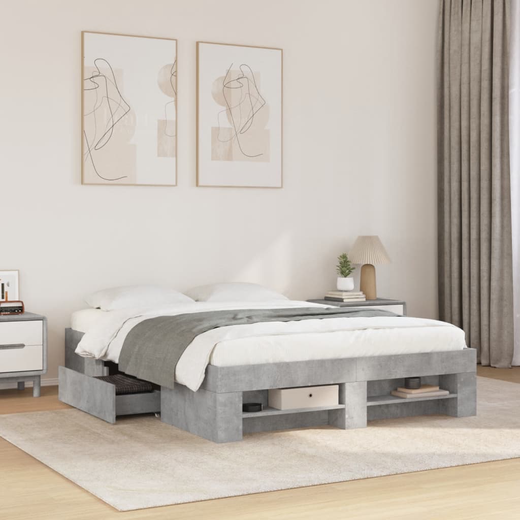 E-shop vidaXL Posteľný rám betónový sivý 120x200 cm kompozitné drevo