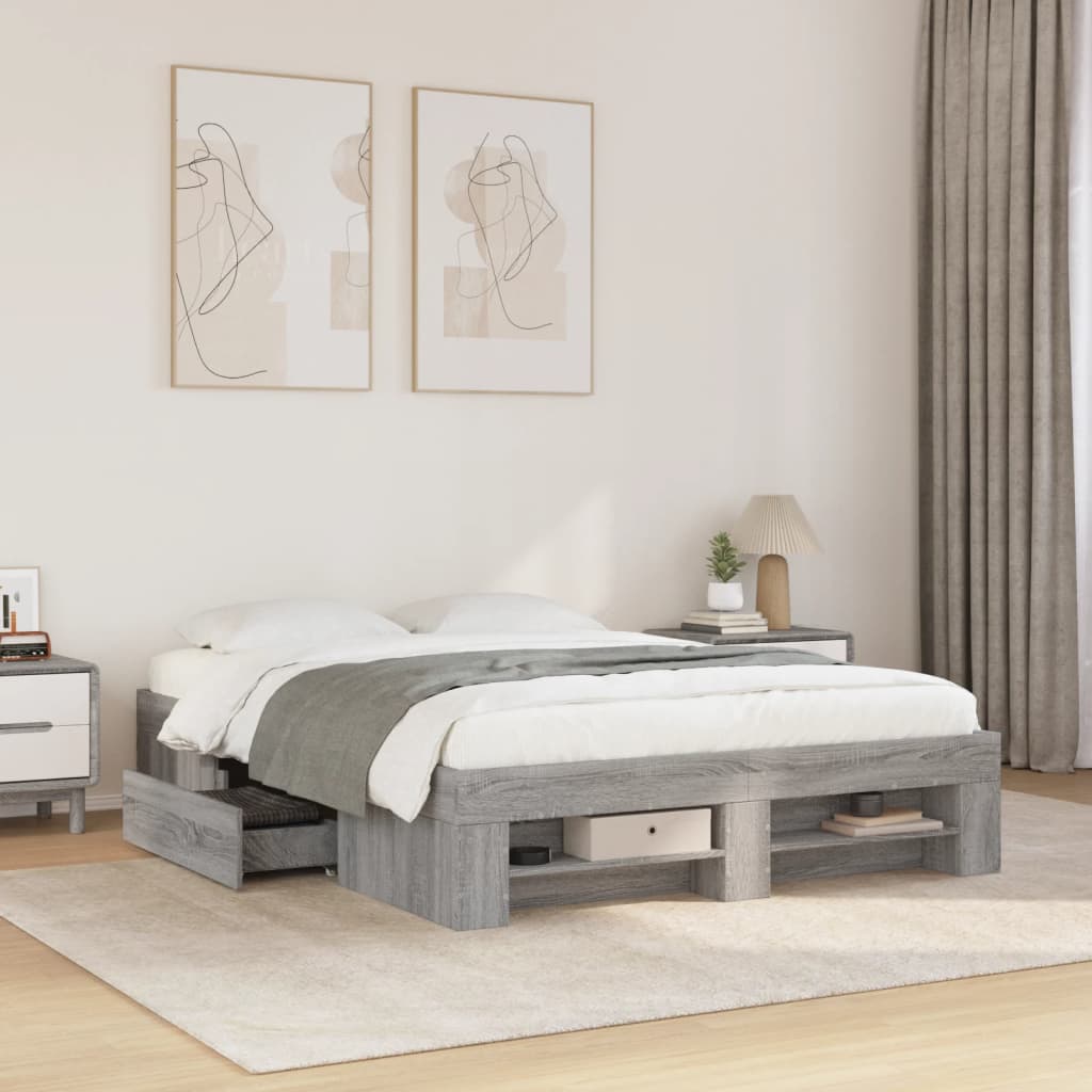 E-shop vidaXL Posteľný rám sivý dub sonoma 120x200 cm kompozitné drevo