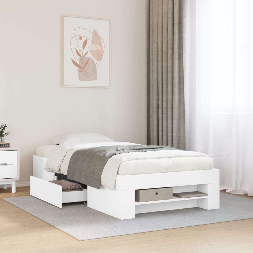 E-shop vidaXL Posteľný rám biely 75x190 cm kompozitné drevo
