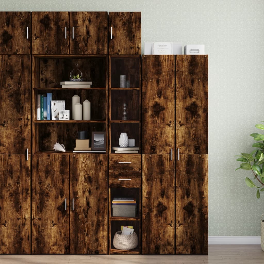 E-shop vidaXL Úzka úložná skrinka dymový dub 30x42,5x225 cm kompozitné drevo