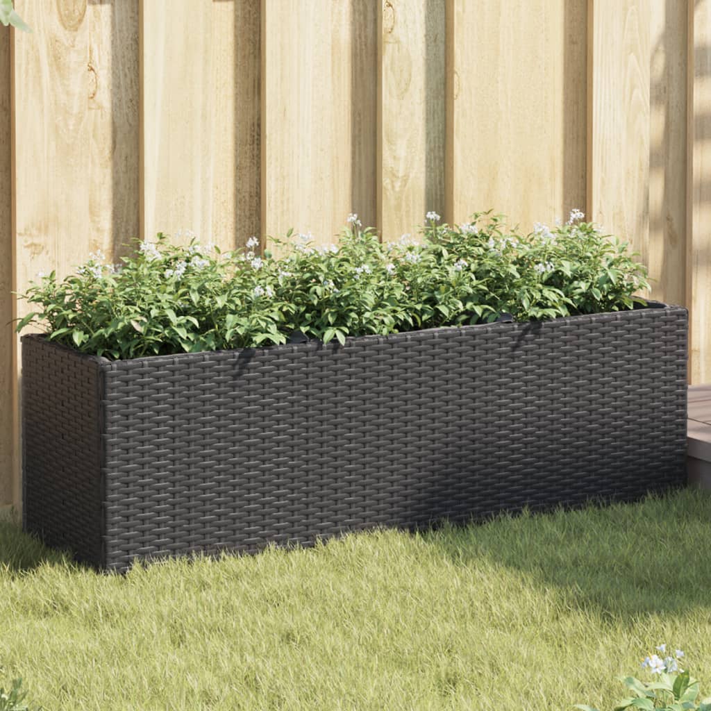 E-shop vidaXL Záhradné kvetináče 3 nádoby 2 ks čierne 105x30x32 cm polyratan