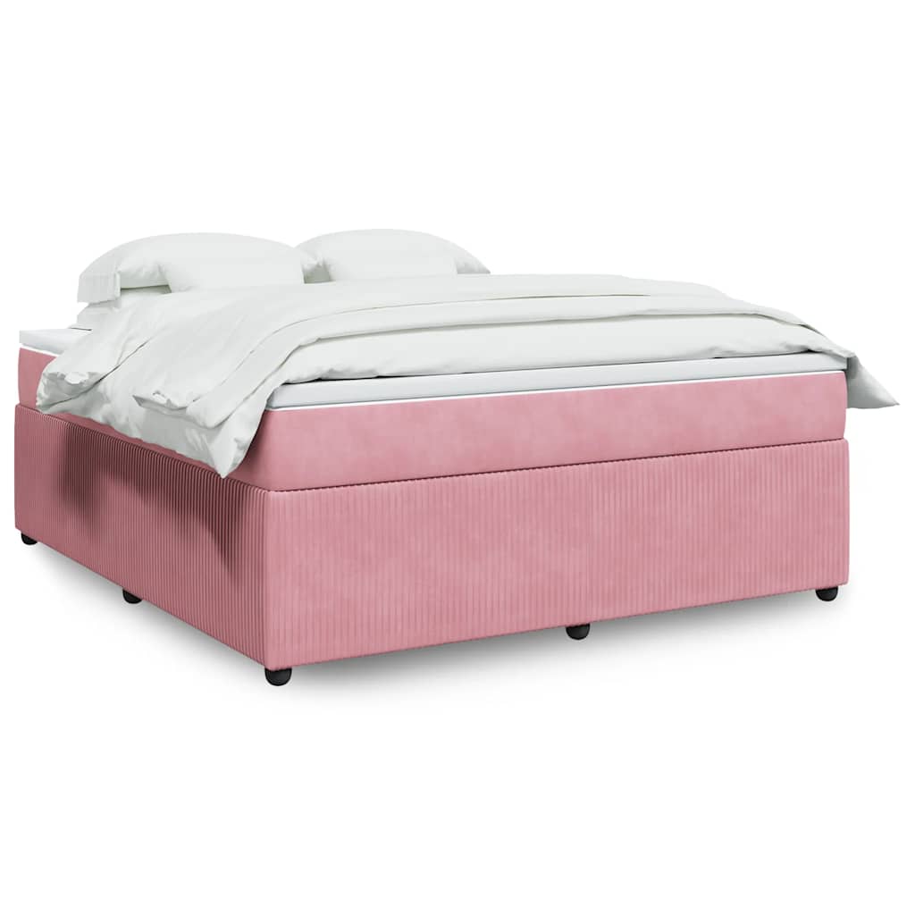 E-shop vidaXL Posteľný rám boxsping s matracom ružový 180x200 cm zamat