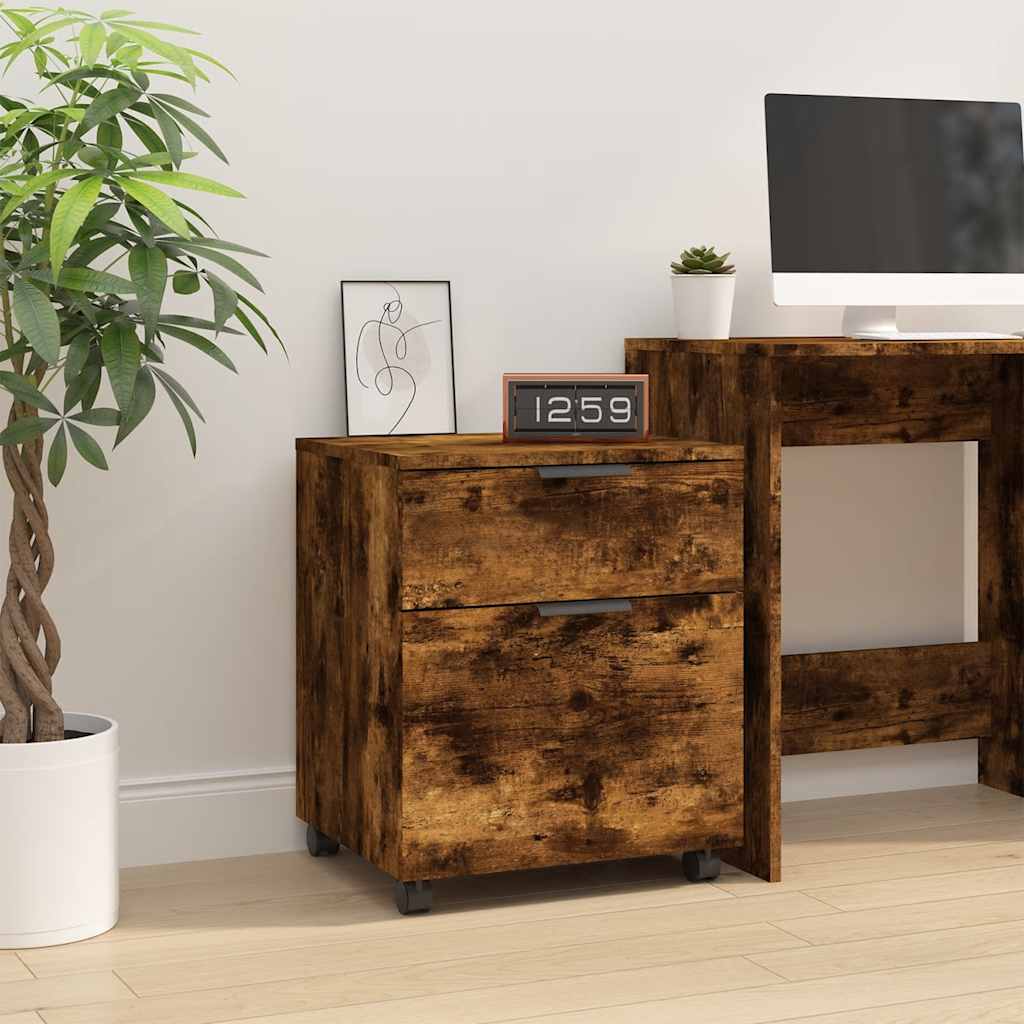 E-shop vidaXL Skrinka s kolieskami, tmavý dub 45x38x54 cm, kompozitné drevo