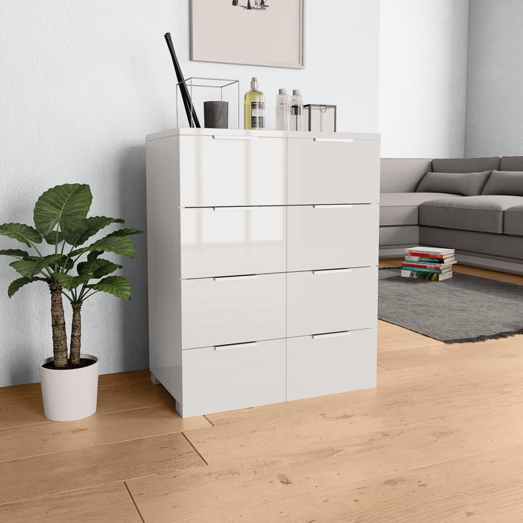 E-shop vidaXL Komoda, lesklá biela 60x35x80 cm, kompozitné drevo