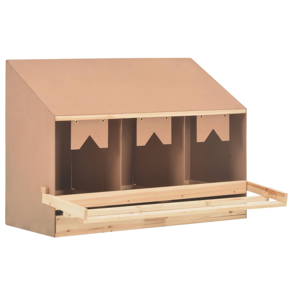 E-shop vidaXL Hniezdo pre sliepky 3 priehradky 93x40x65 cm borovicové drevo