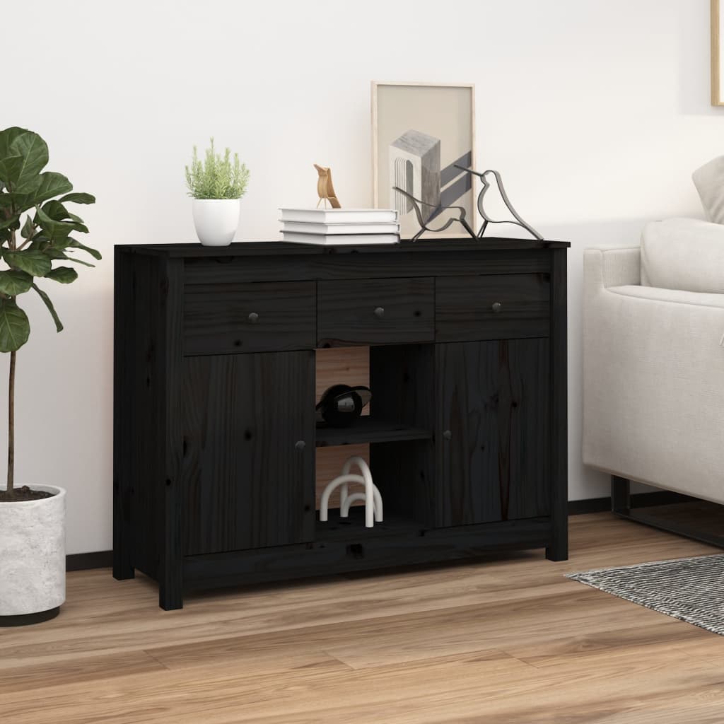 E-shop vidaXL Komoda čierna 100x35x74,5 cm borovicový masív