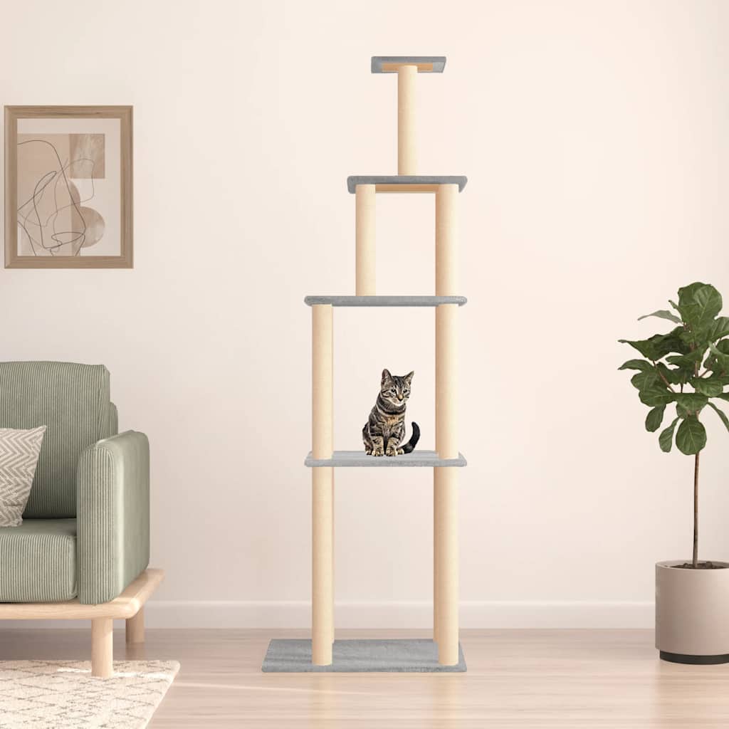 E-shop vidaXL Škrabadlo pre mačky so sisalovými stĺpikmi bledosivé 183 cm