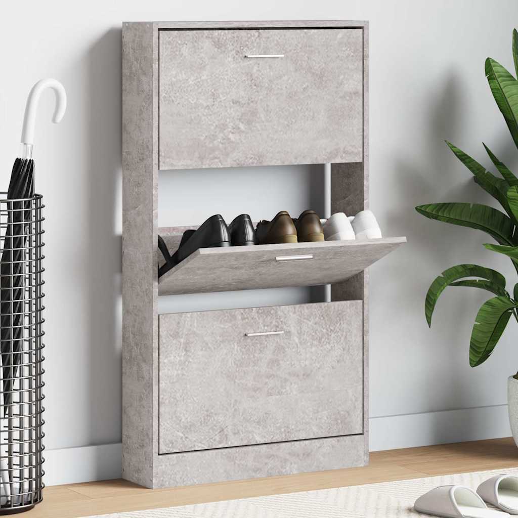 E-shop vidaXL Botník betónovo sivý 59x17x108 cm spracované drevo