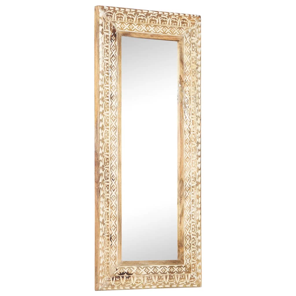E-shop vidaXL Ručne vyrezávané zrkadlo 110x50x2,6cm mangovníkové drevo