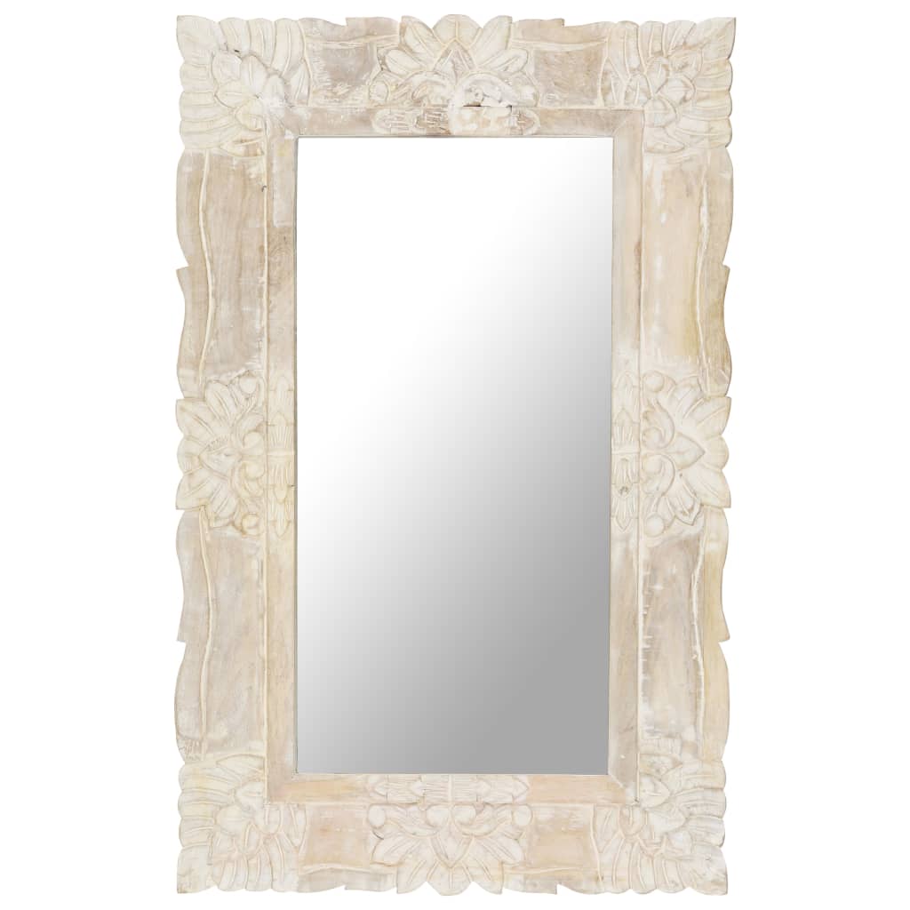 E-shop vidaXL Zrkadlo biele 80x50 cm masívne mangovníkové drevo