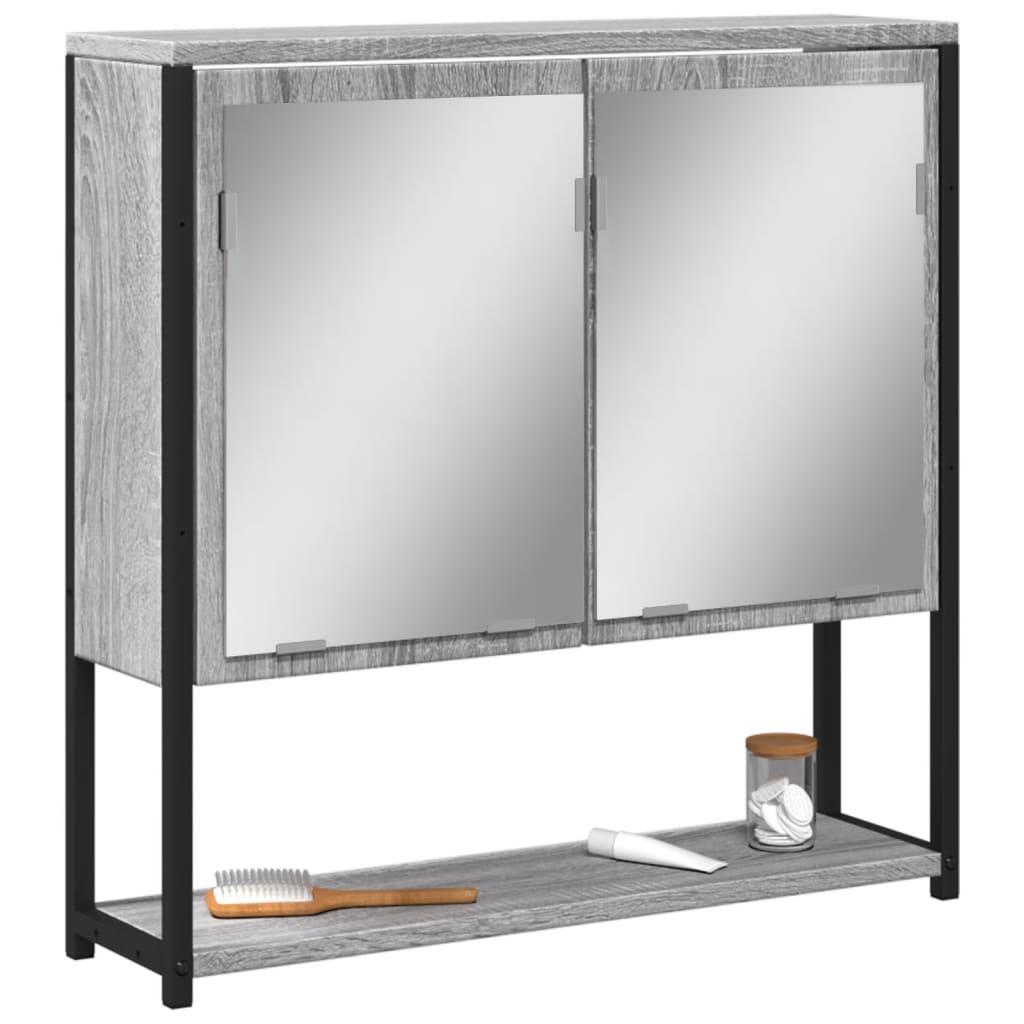 E-shop vidaXL Kúpeľ. skrinka so zrkadlom sivá sonoma 60x16x60cm kompoz. drevo