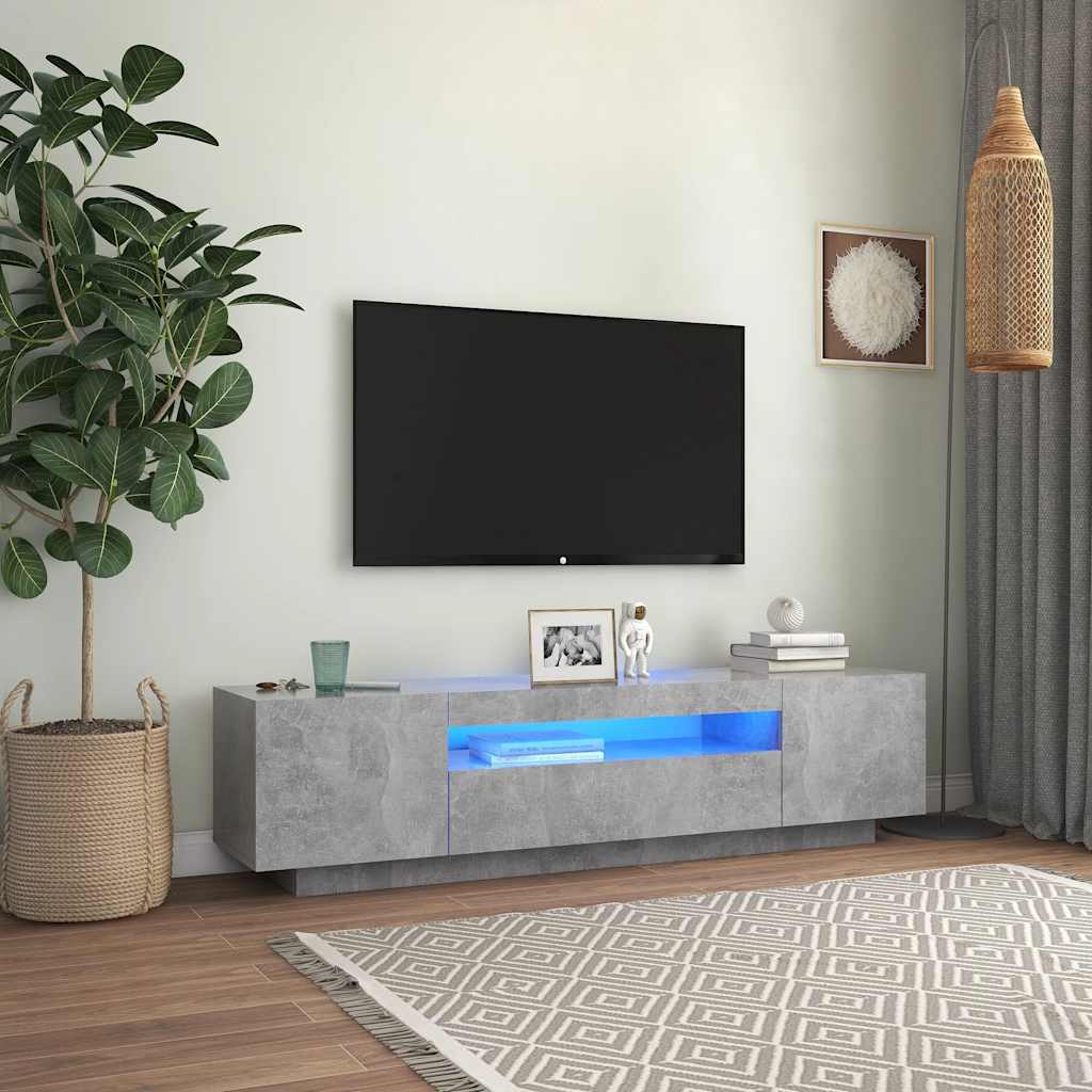 E-shop vidaXL TV skrinka s LED svetlami betónovosivá 160x35x40 cm