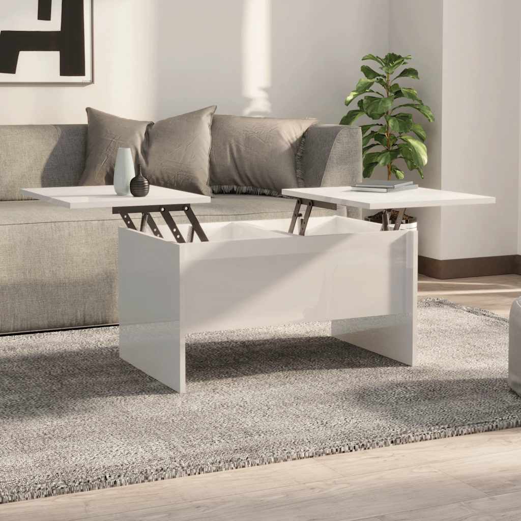 E-shop vidaXL Konferenčný stolík lesklý biely 80x50x42,5 cm spracované drevo