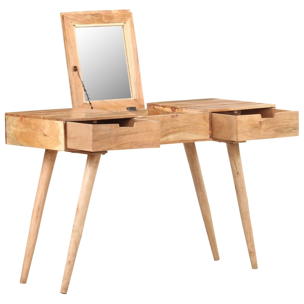 E-shop vidaXL Toaletný stolík so zrkadlom 112x45x76 cm masívne akáciové drevo
